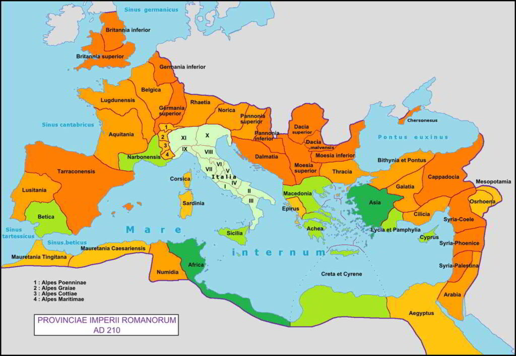 mapa imperio romano maxima extension dividido en provincias