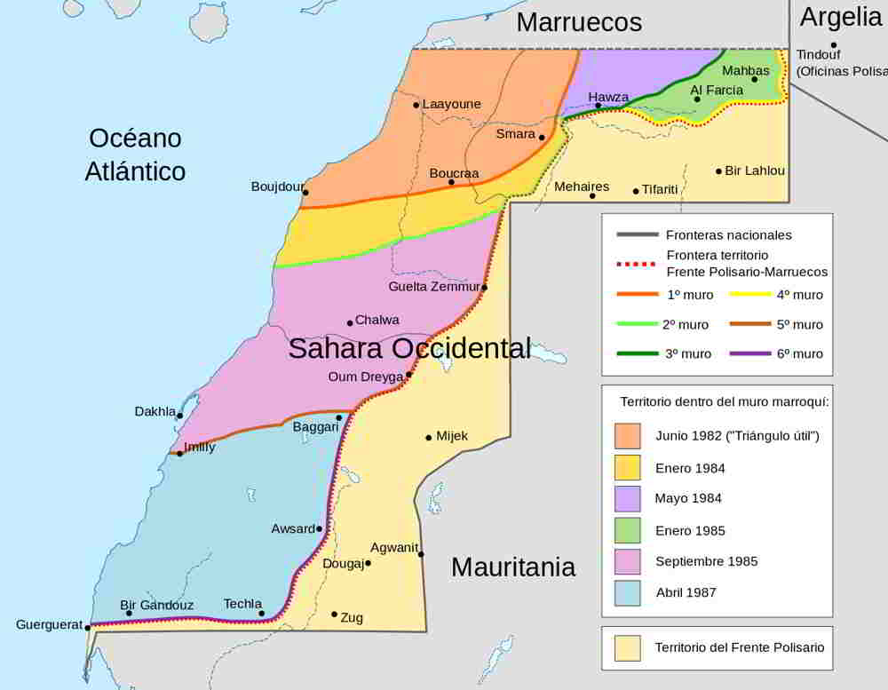División y muros del Sáhara Occidental