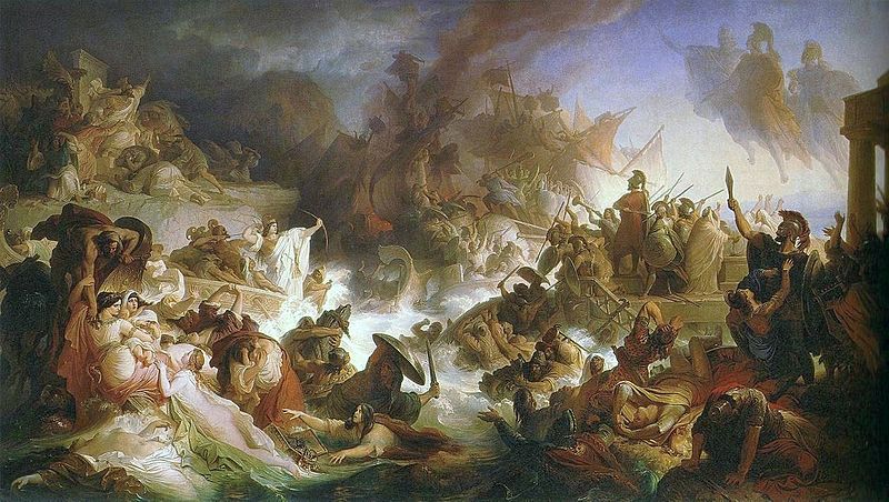 La batalla de Salamina, óleo sobre tela pintado en 1868 por Wilhelm von Kaulbach