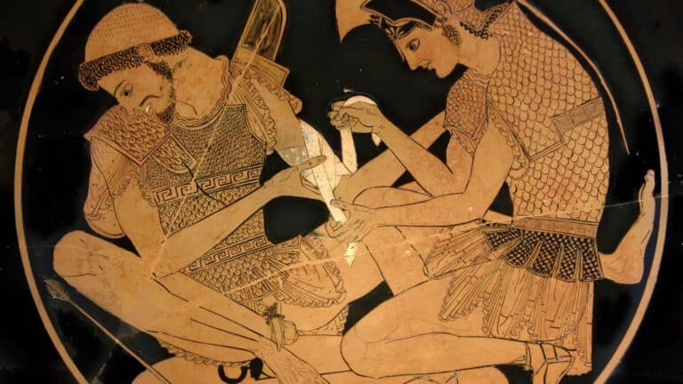 Aquiles cura a Patroclo